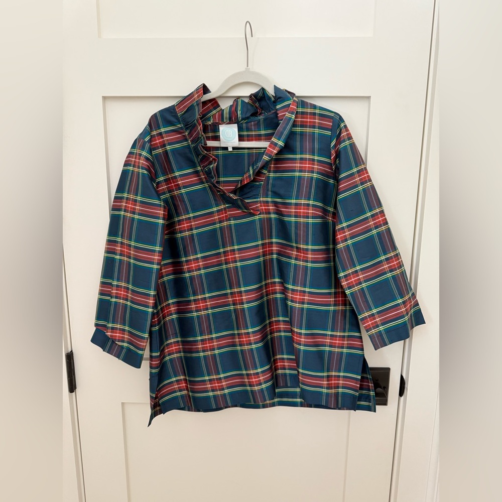Red and Green Plaid Blouse with Classic Design